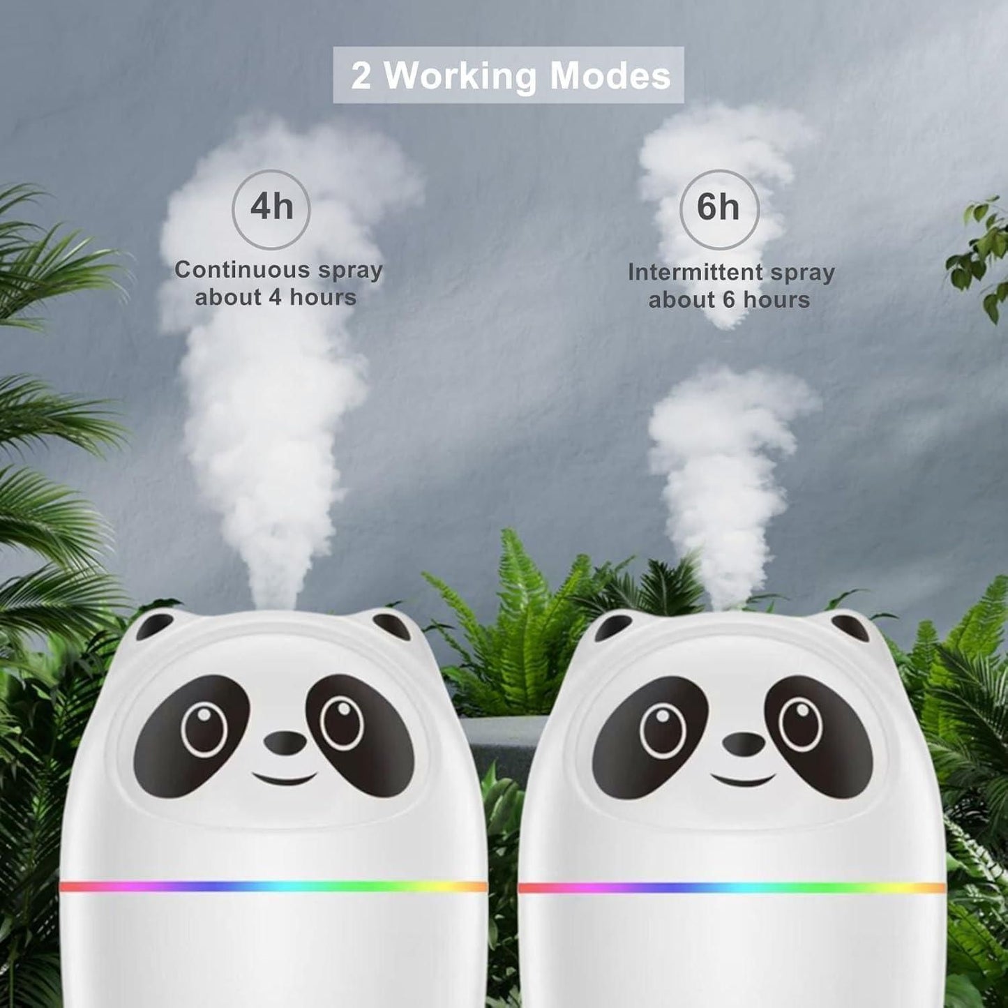 Cool mist panda humidifier with 7 color night light mist spray